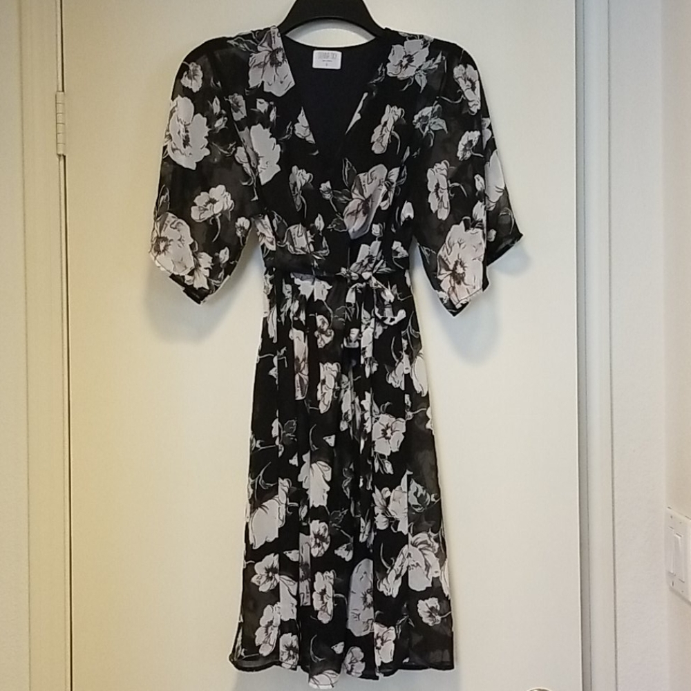 Sienna Sky Chiffon dress Bkack Floral Size Small
